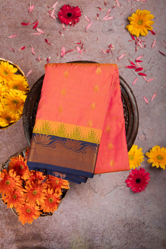 Dual Tone Pink Semi Silk Saree