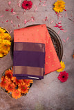 Dual Tone Orange And Purple Semi Silk Saree