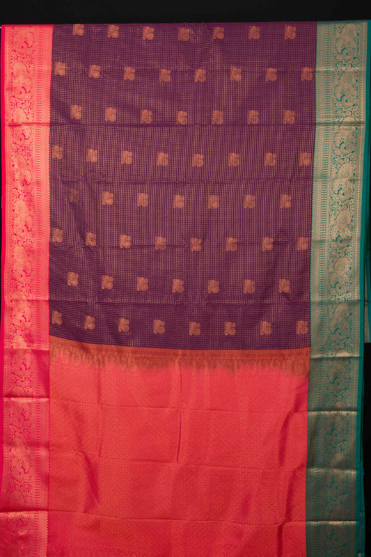 Brinjal Purple Semi Silk Saree