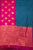 Blue and pink half and half semi silk saree