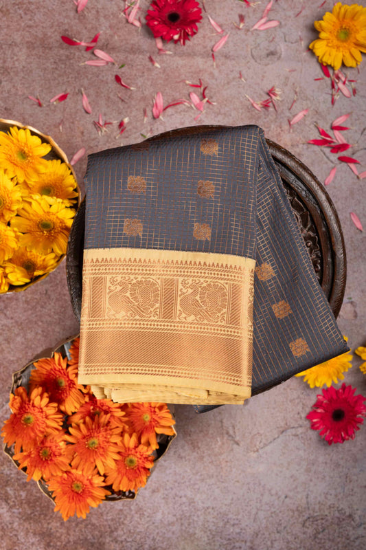 Grey vairaoosi semi silk saree