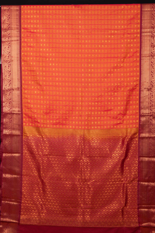 Dual Tone Orange Korvai Semi Silk Saree