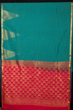 Emerald  Green And Pink Semi Silk Saree