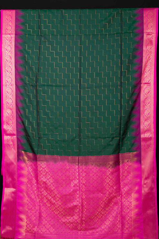 Bottle Green Semi Silk Saree