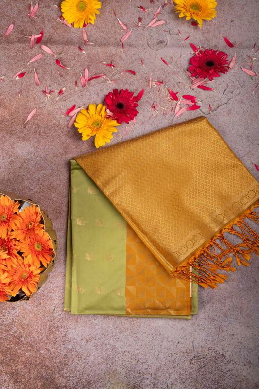 Cardamom green semi soft silk saree