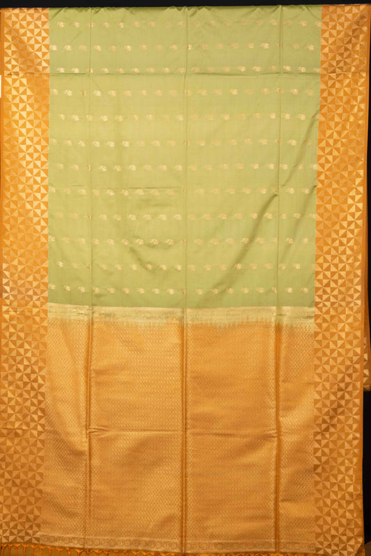 Cardamom green semi soft silk saree