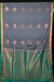 Grey and green semi soft silk saree