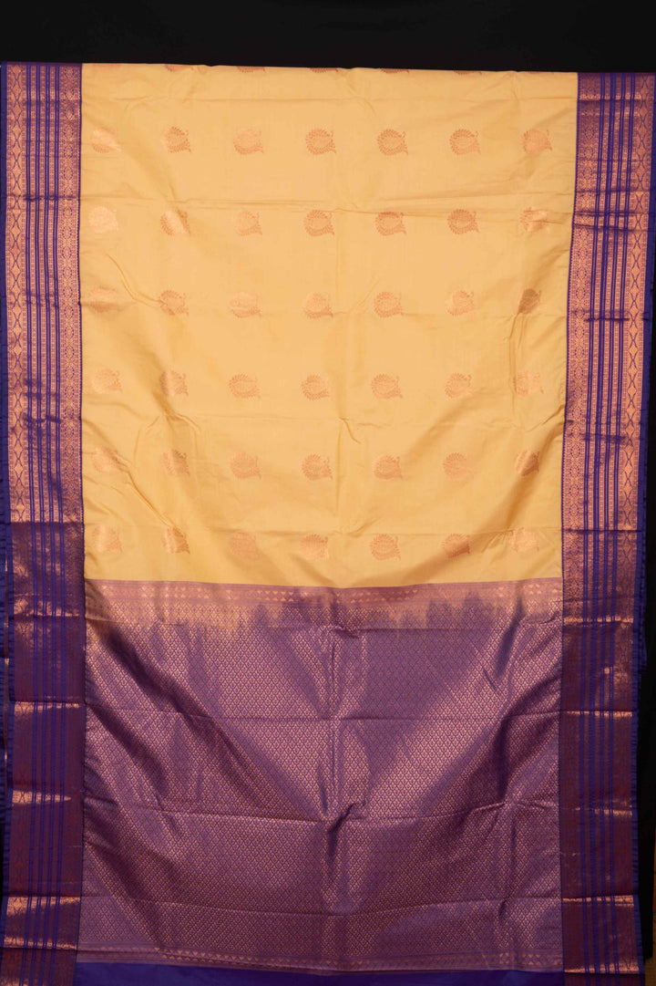 Offwhite Blue Semi Silk Saree