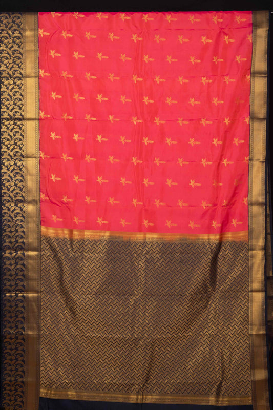 Pinkish Red Pure Touch Silk Saree