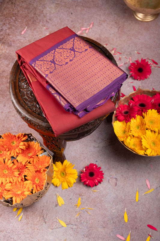 Maroon Semi Silk Saree