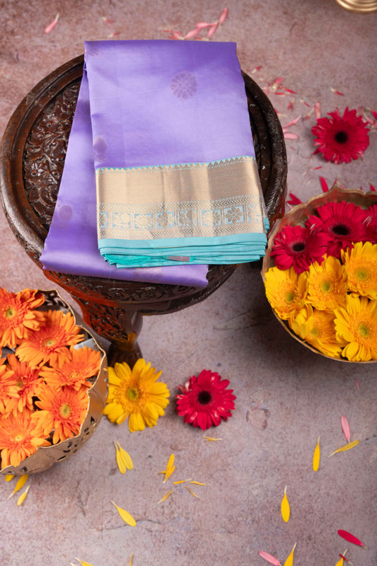 Purple And Green Pure Touch Silk Saree