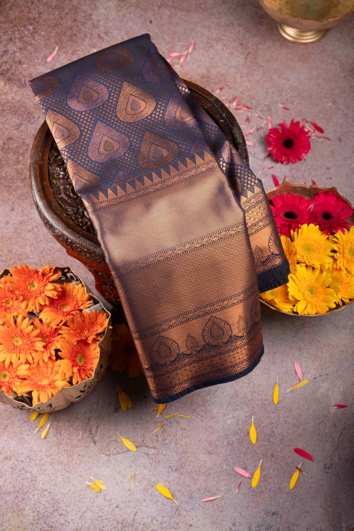 Navy Blue Semi Soft Silk Saree