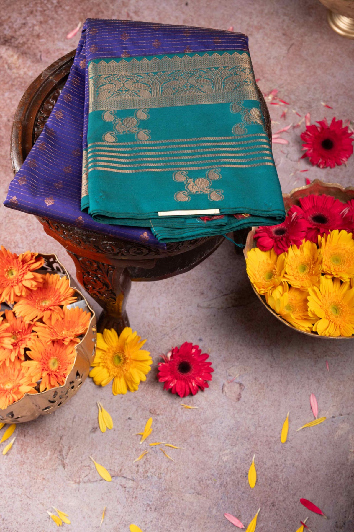 Navy blue semi soft silk saree