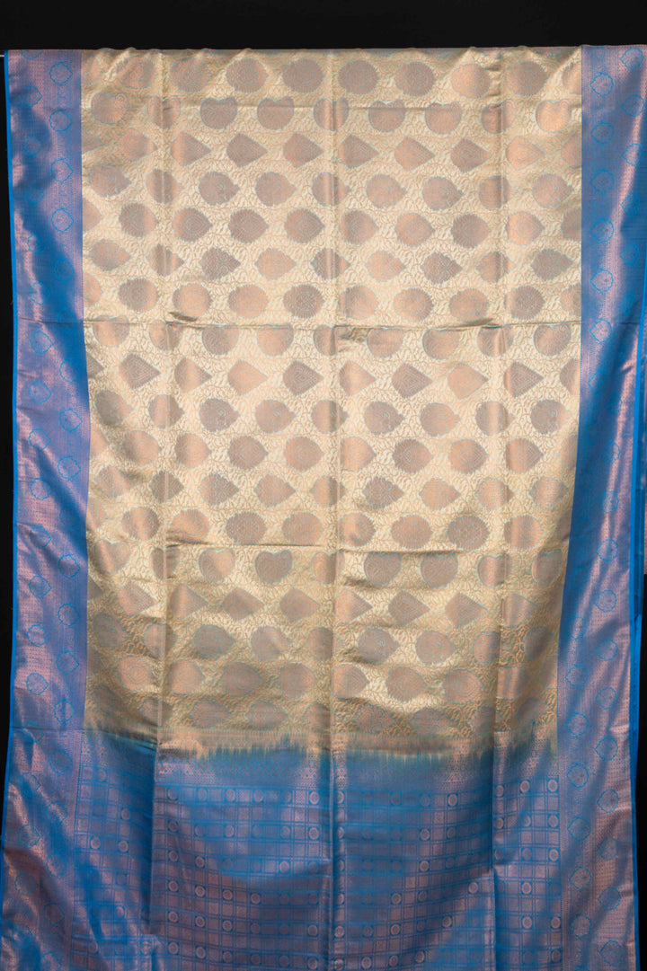 Pastel green and blue semi silk saree