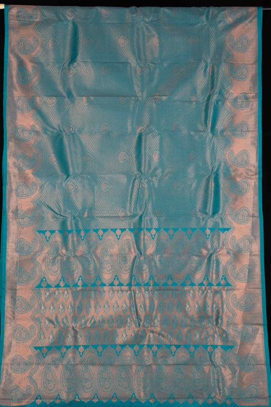 Blue jaquard silk saree