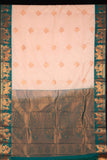 Offwhite Teal Semi Silk Saree