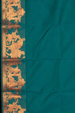 Offwhite Teal Semi Silk Saree