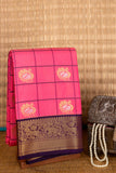 Pink and purple semi silk saree
