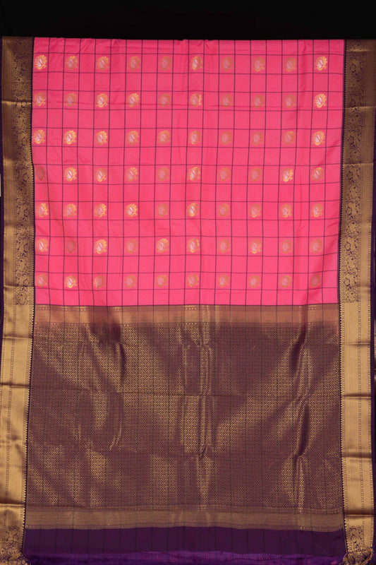 Pink and purple semi silk saree