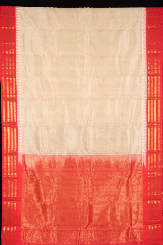 Beige Korvai Silk Cotton Saree