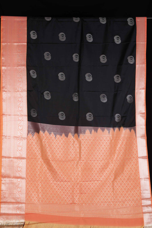 Black Colour Semi Soft Silk Saree