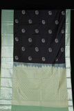 Black and green semi silk saree