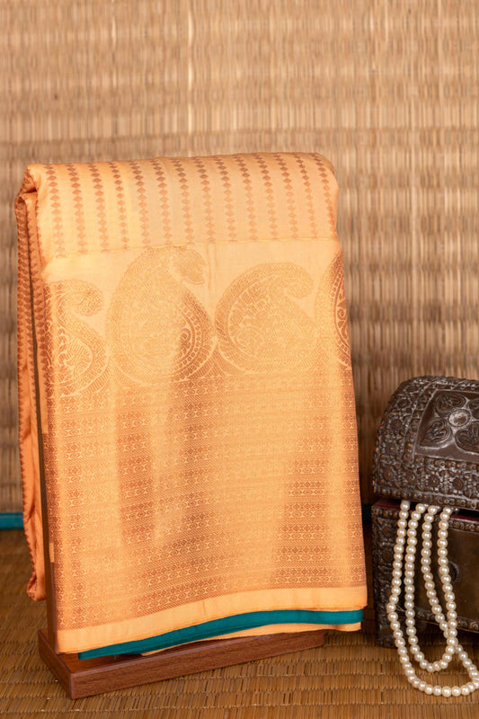 Dual Tone Orange And Green Semi Silk Saree