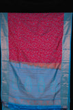 Pink and blue designer semi silk saree