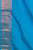 Pink and blue designer semi silk saree