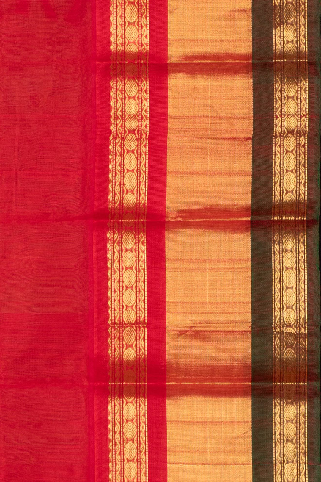 offwhite and red silk cotton saree