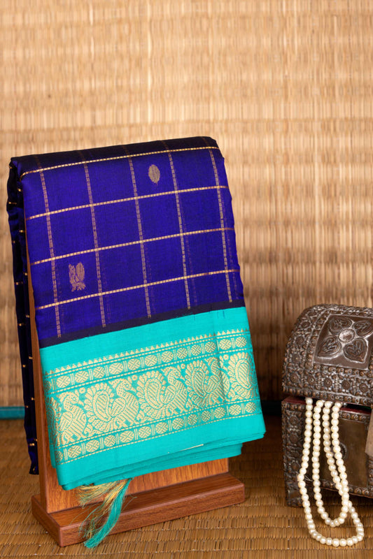 Dark blue and Light blue silk cotton