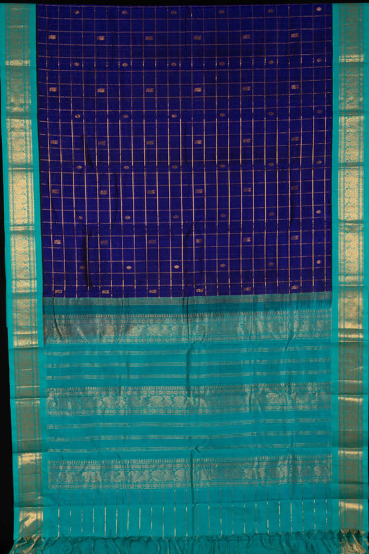 Dark blue and Light blue silk cotton