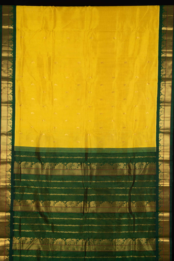 Yellow and green pure kanchi sico saree