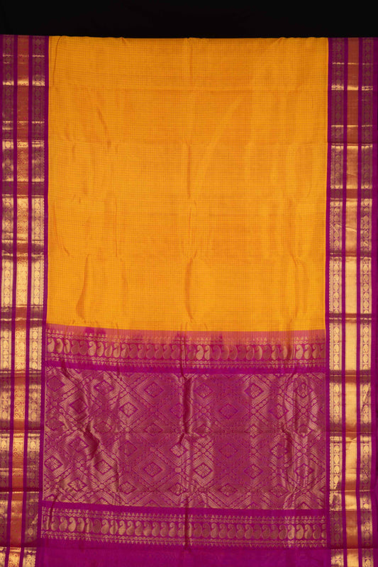 Yellow and purple silk cotton saree