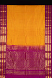 Yellow and purple silk cotton saree