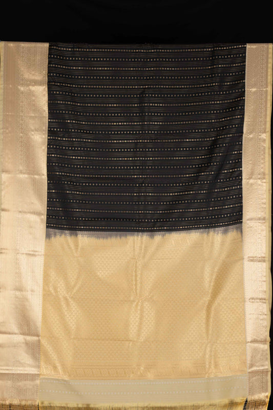 Black and malai semi silk saree