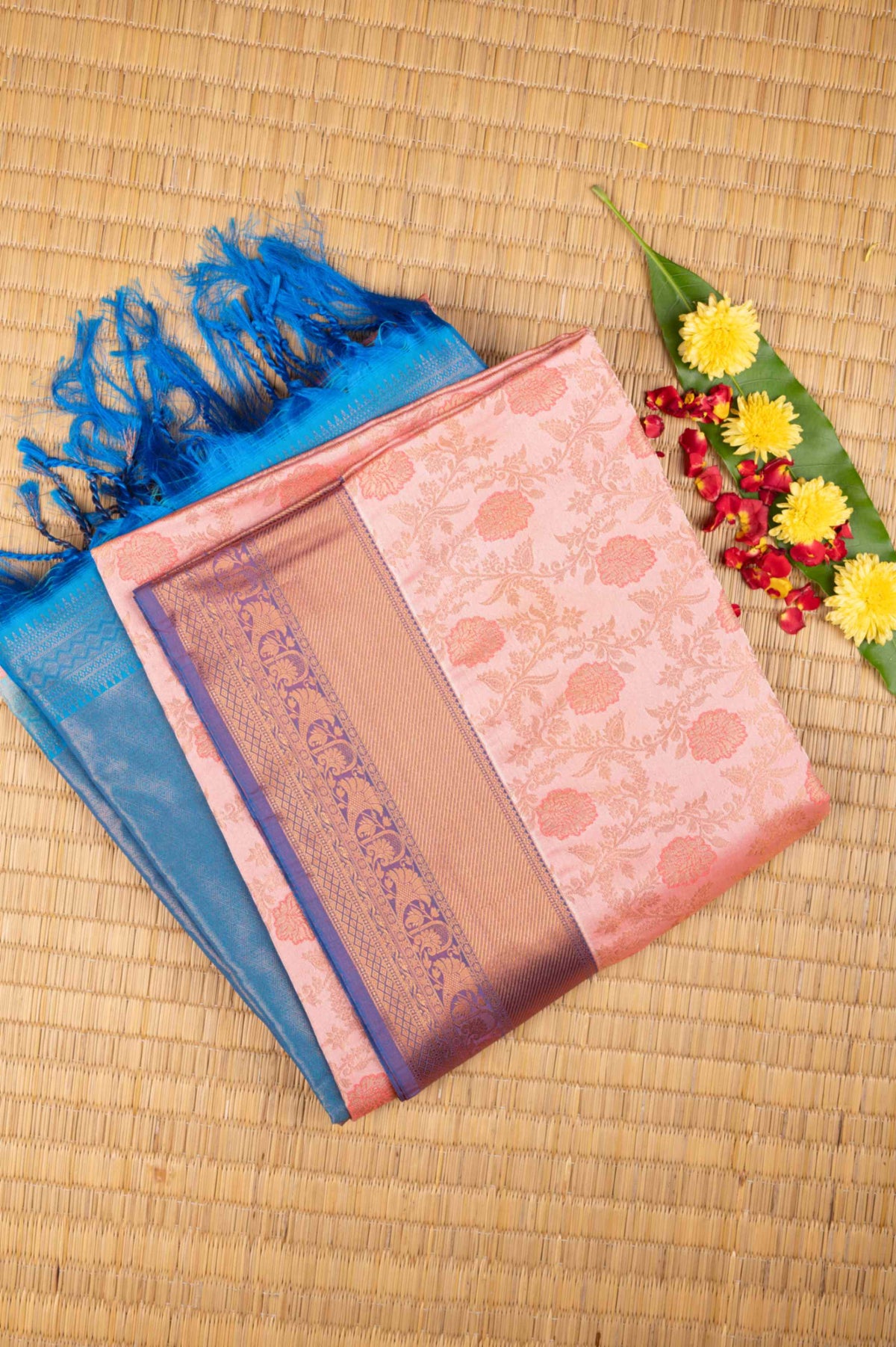 Peach Designer Soft Silk Saree