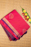 Magenta pink small border semi soft silk saree