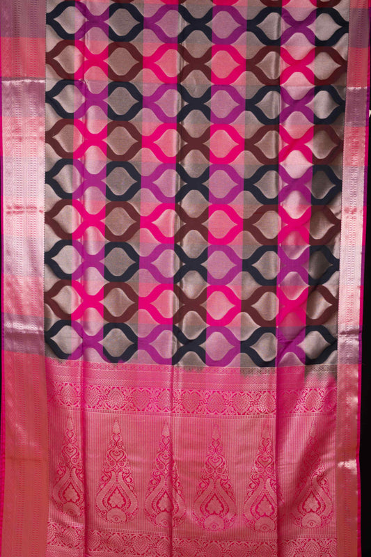 Purple And Black Designer Soft Silk Saree