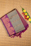 Grey borderless semi silk saree