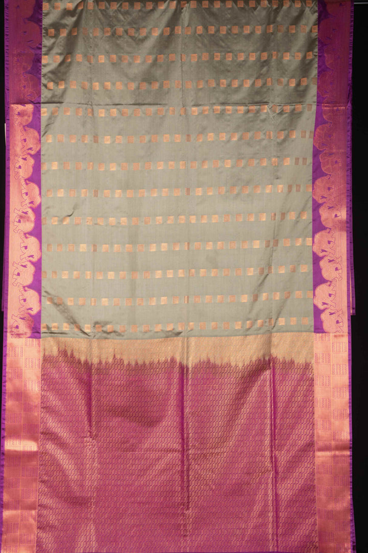 Grey borderless semi silk saree