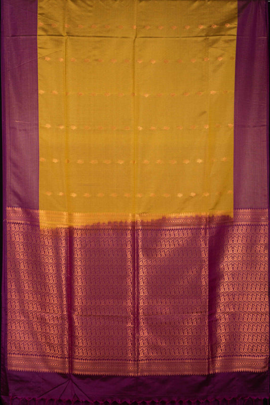 Pastel green and purple semi silk saree