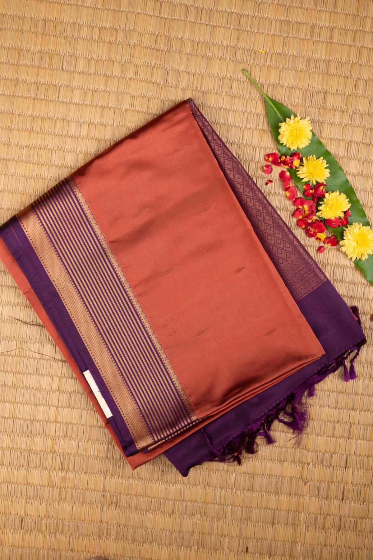 Honey brown semi soft silk saree