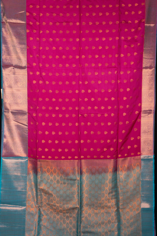 Magenta Pink Designer Semi Silk Saree