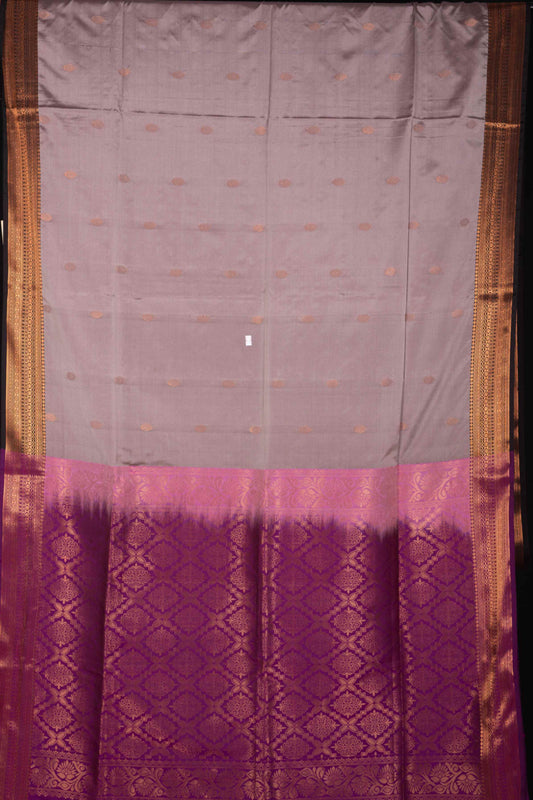 Grey and purple soft silk saree