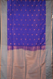 purplish blue and grey semi soft silk saree