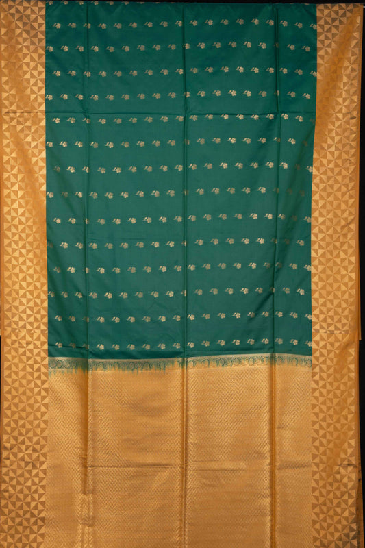 Peacock green borderless semi soft silk saree