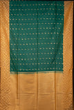 Peacock green borderless semi soft silk saree