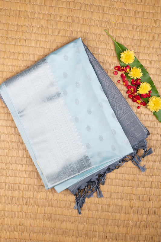 Pastel baby blue semi soft silk saree