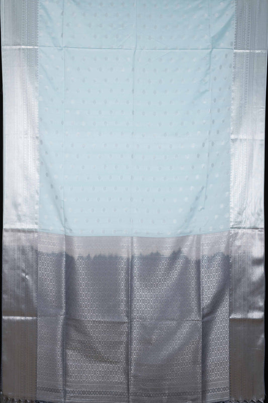 Pastel baby blue semi soft silk saree